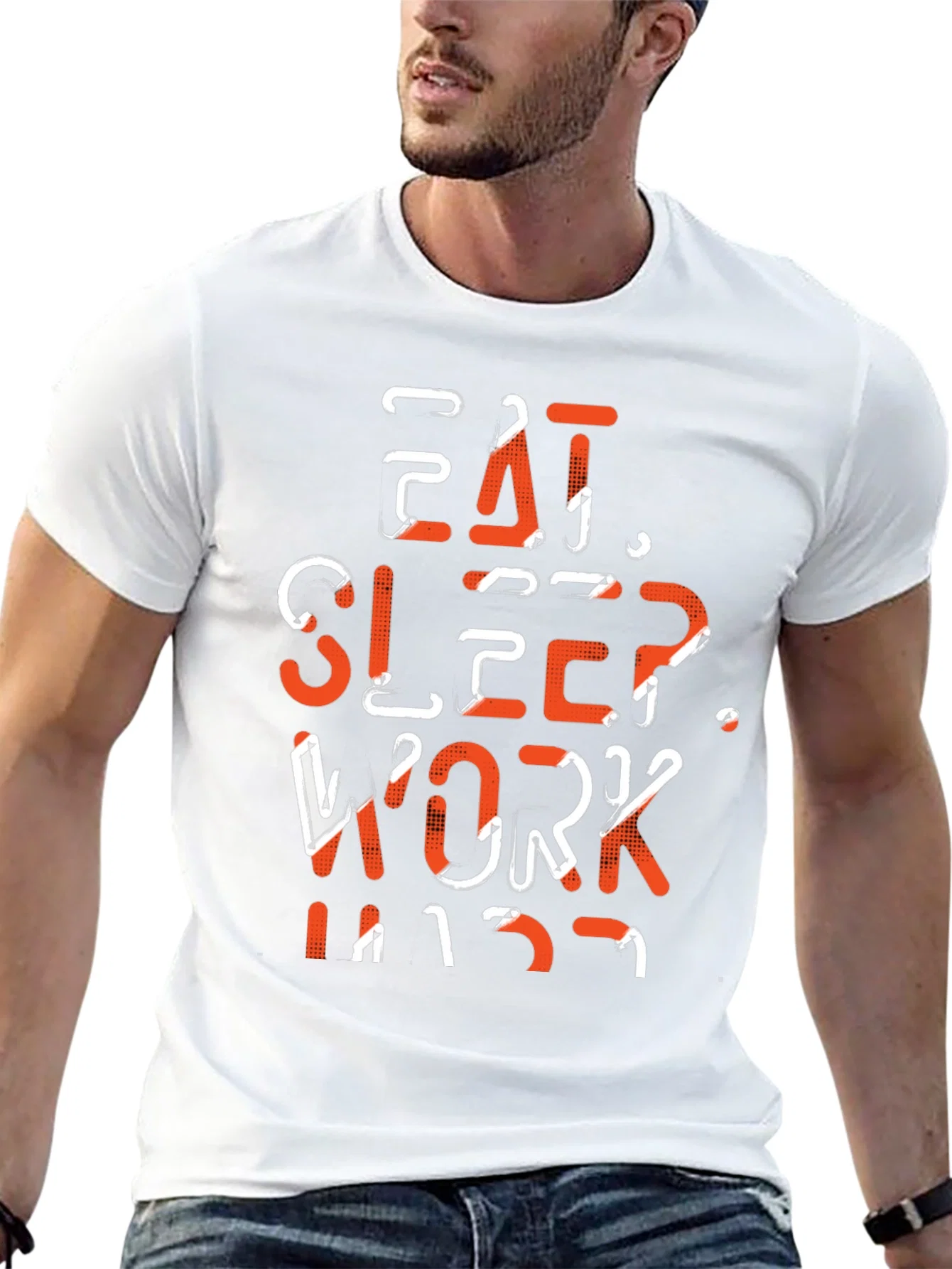 Rebbecca Eat Sleep Work Repeat Black Graphic Tee