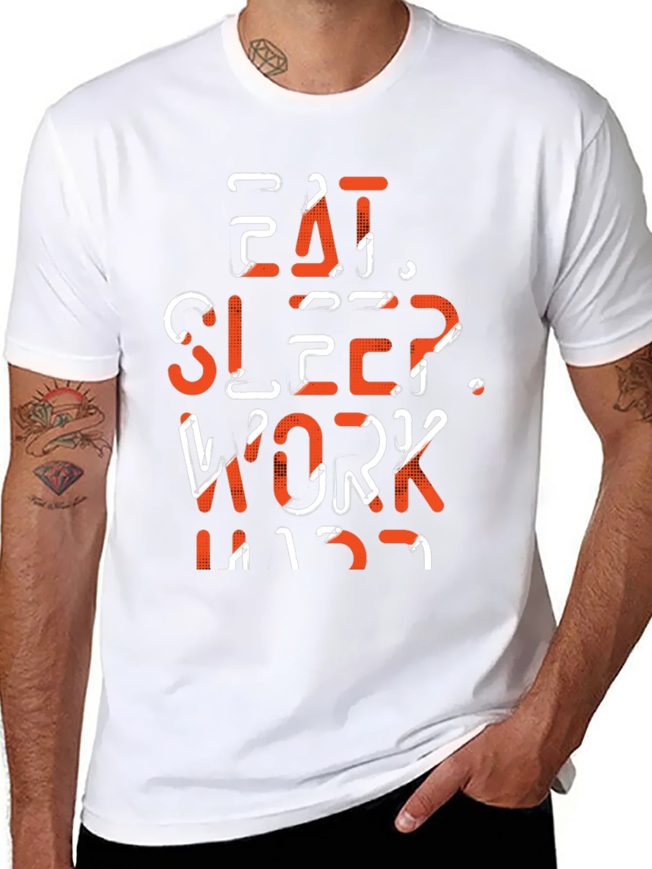 Rebbecca Eat Sleep Work Repeat Black Graphic Tee