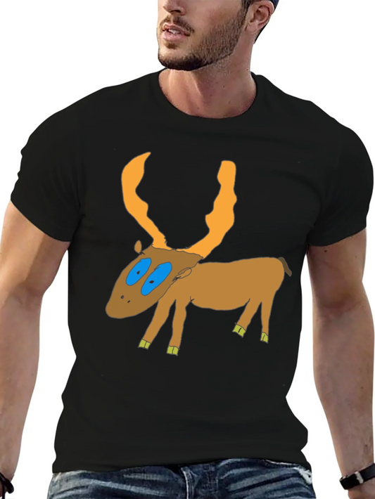 Rebbecca Cartoon Moose T-Shirt Black Tee