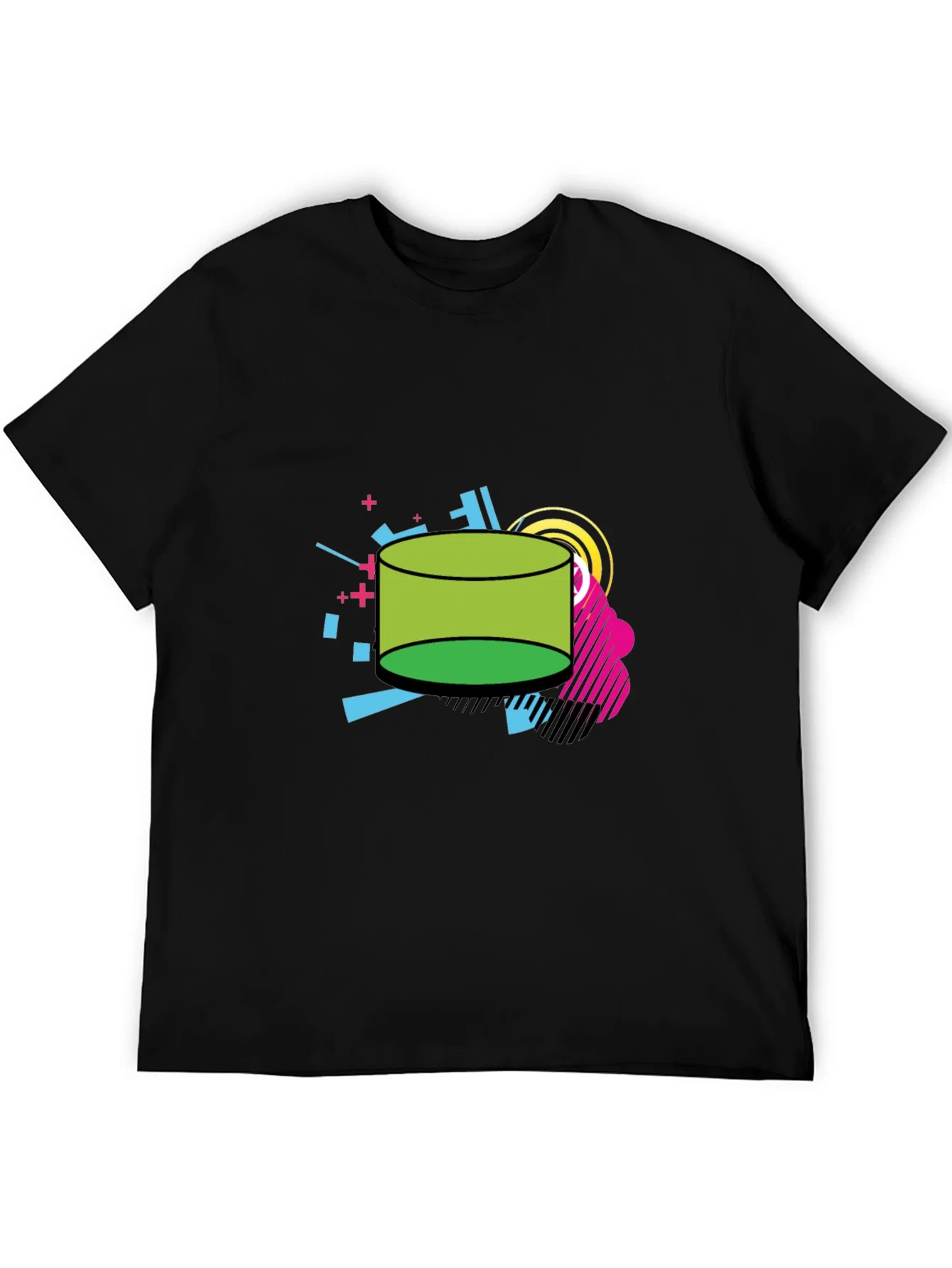 Rebbecca Retro Geometric Green Cylinder Black T-Shirt