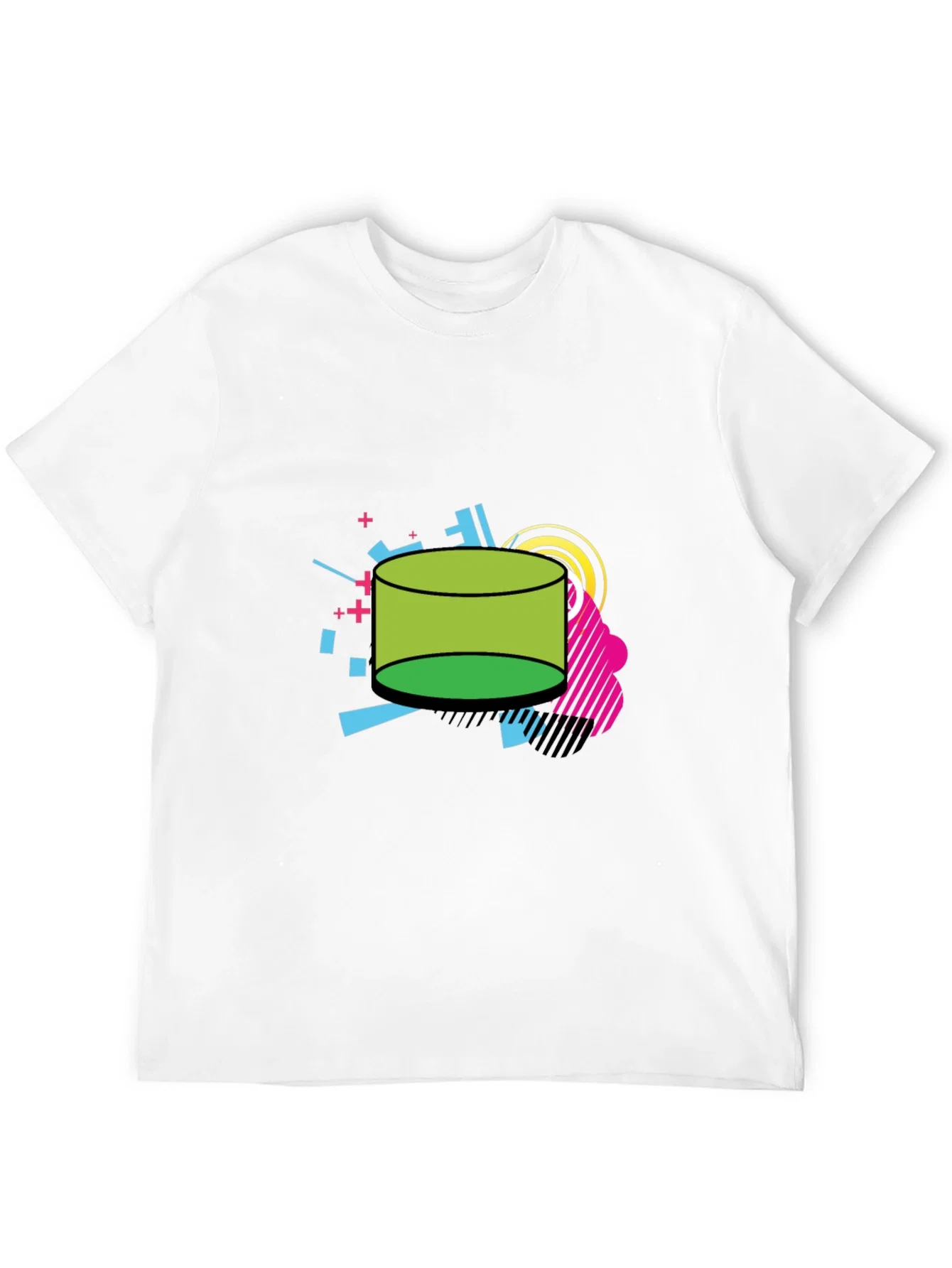 Rebbecca Retro Geometric Green Cylinder Black T-Shirt