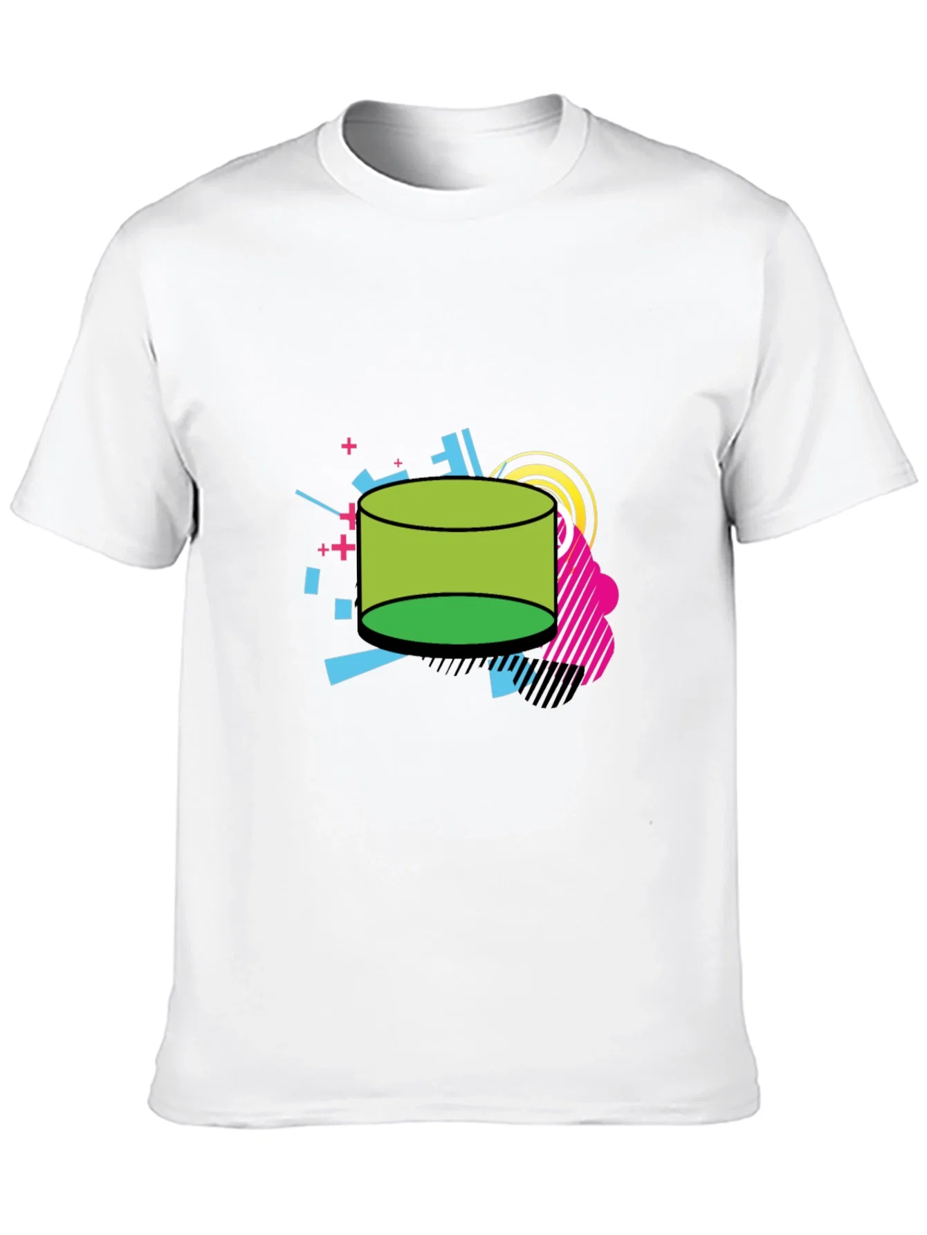 Rebbecca Retro Geometric Green Cylinder Black T-Shirt