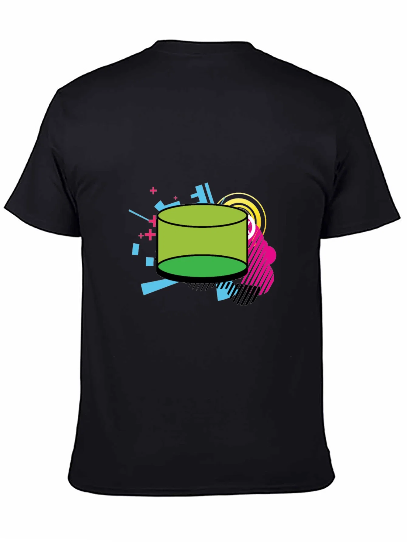 Rebbecca Retro Geometric Green Cylinder Black T-Shirt