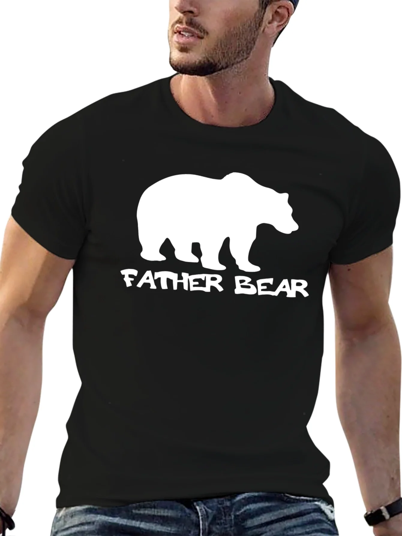 Camiseta Negra Father Bear Algod¨®n Suave