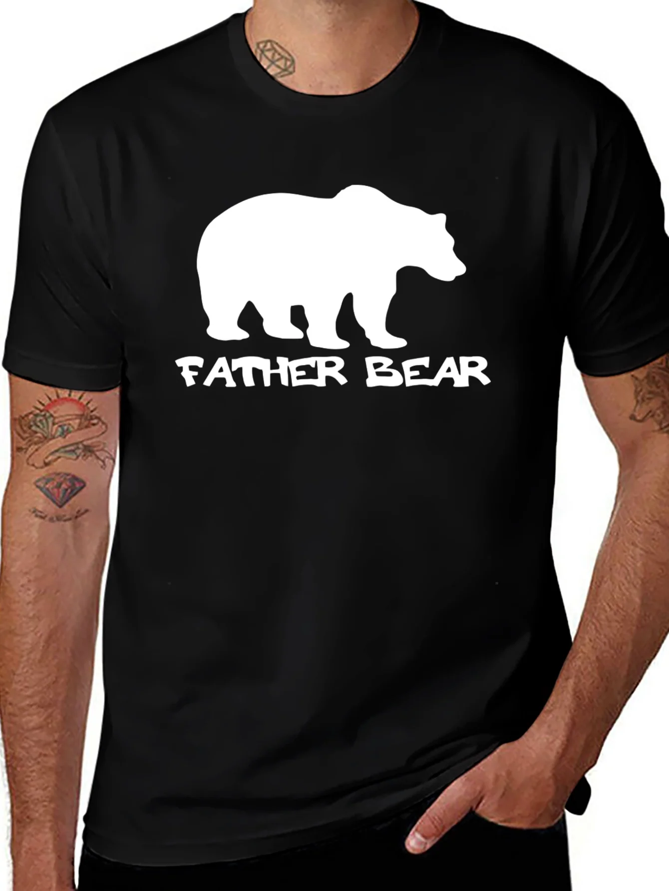 Camiseta Negra Father Bear Algod¨®n Suave