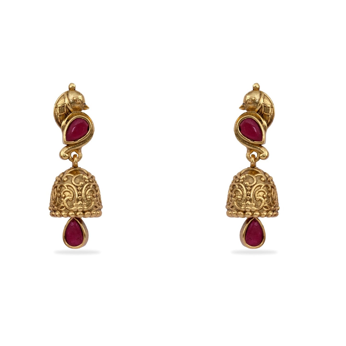 Vachi Antique Temple Red Kempu Necklace Set