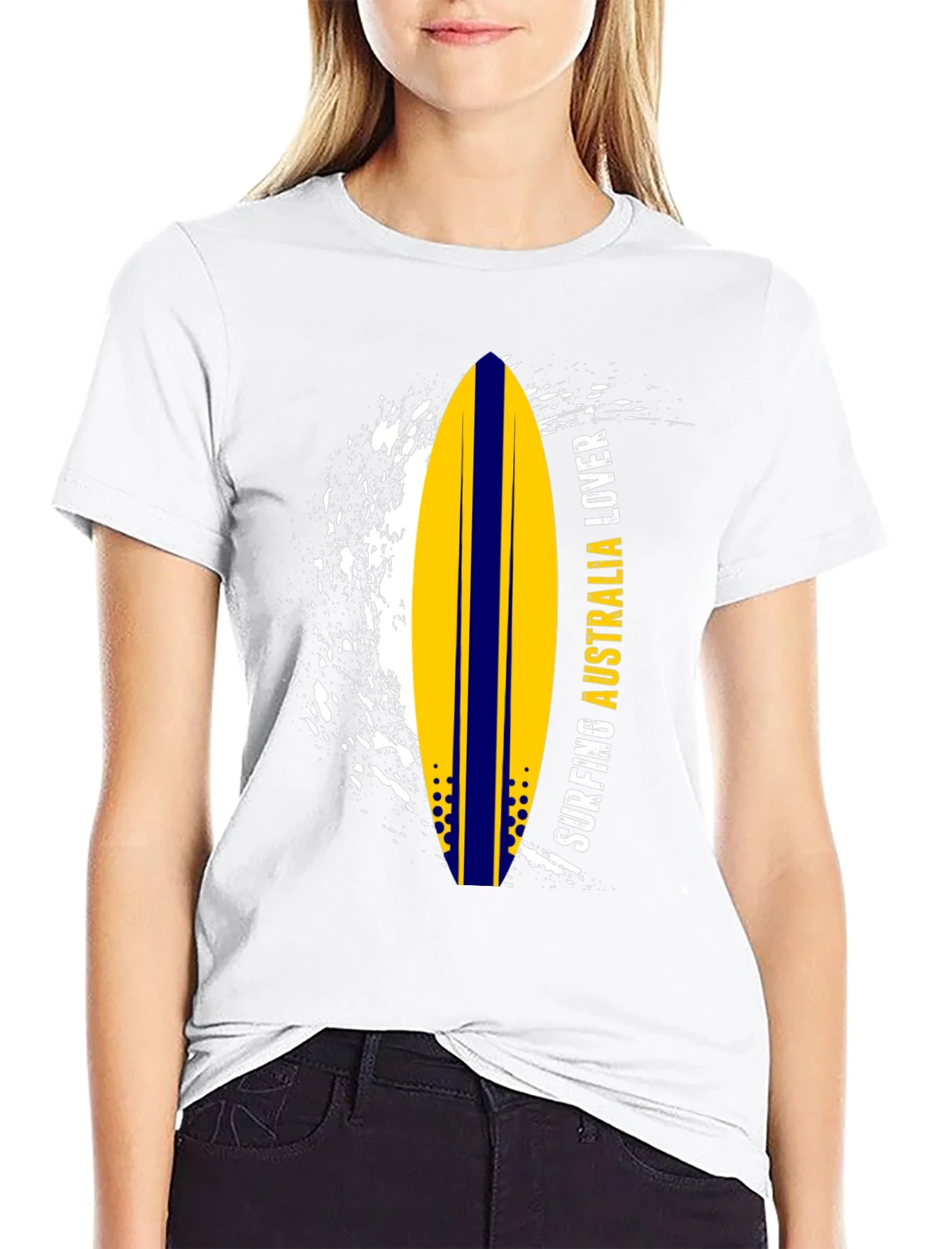Rebbecca Surfing Australia Lover T-Shirt - Black Surfboard Tee