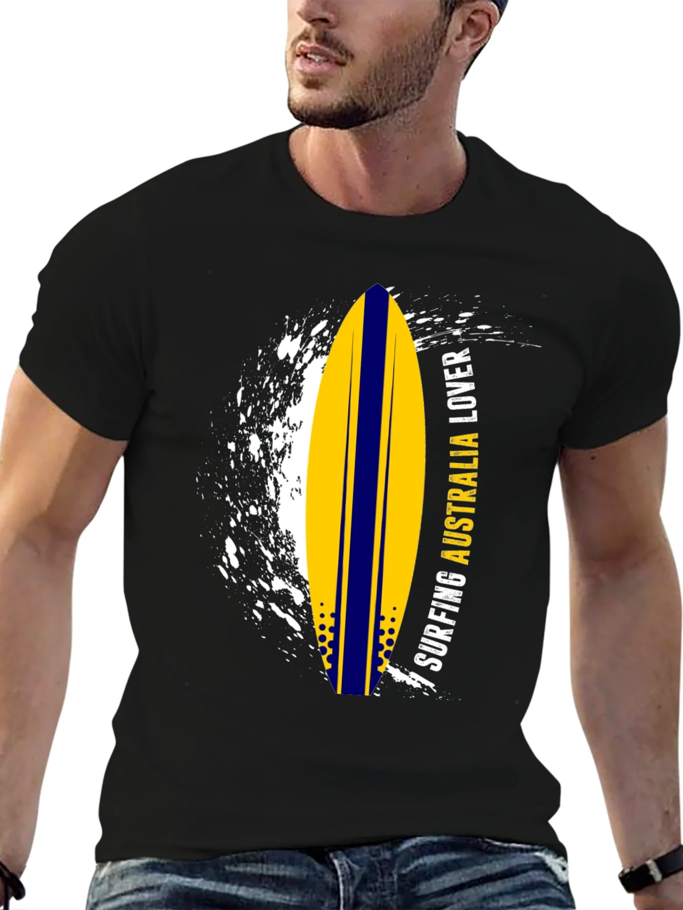 Rebbecca Surfing Australia Lover T-Shirt - Black Surfboard Tee