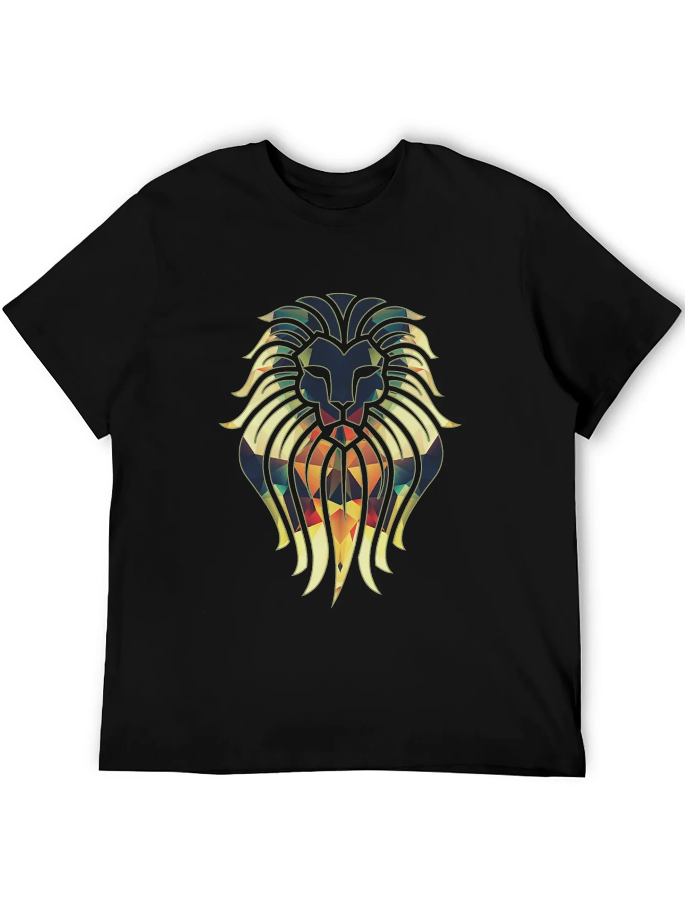 Camiseta Negra con Dise?o de Le¨®n Geom¨¦trico