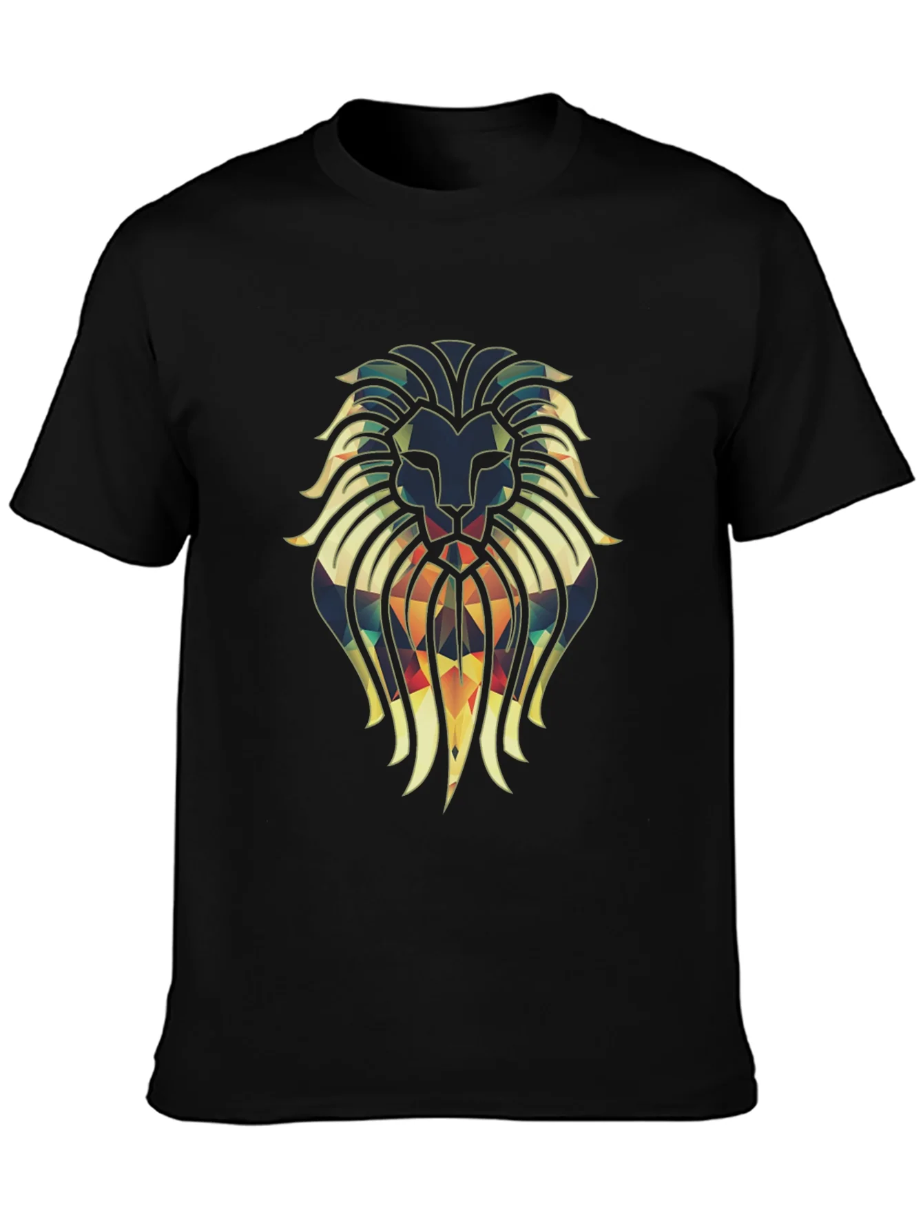 Camiseta Negra con Dise?o de Le¨®n Geom¨¦trico