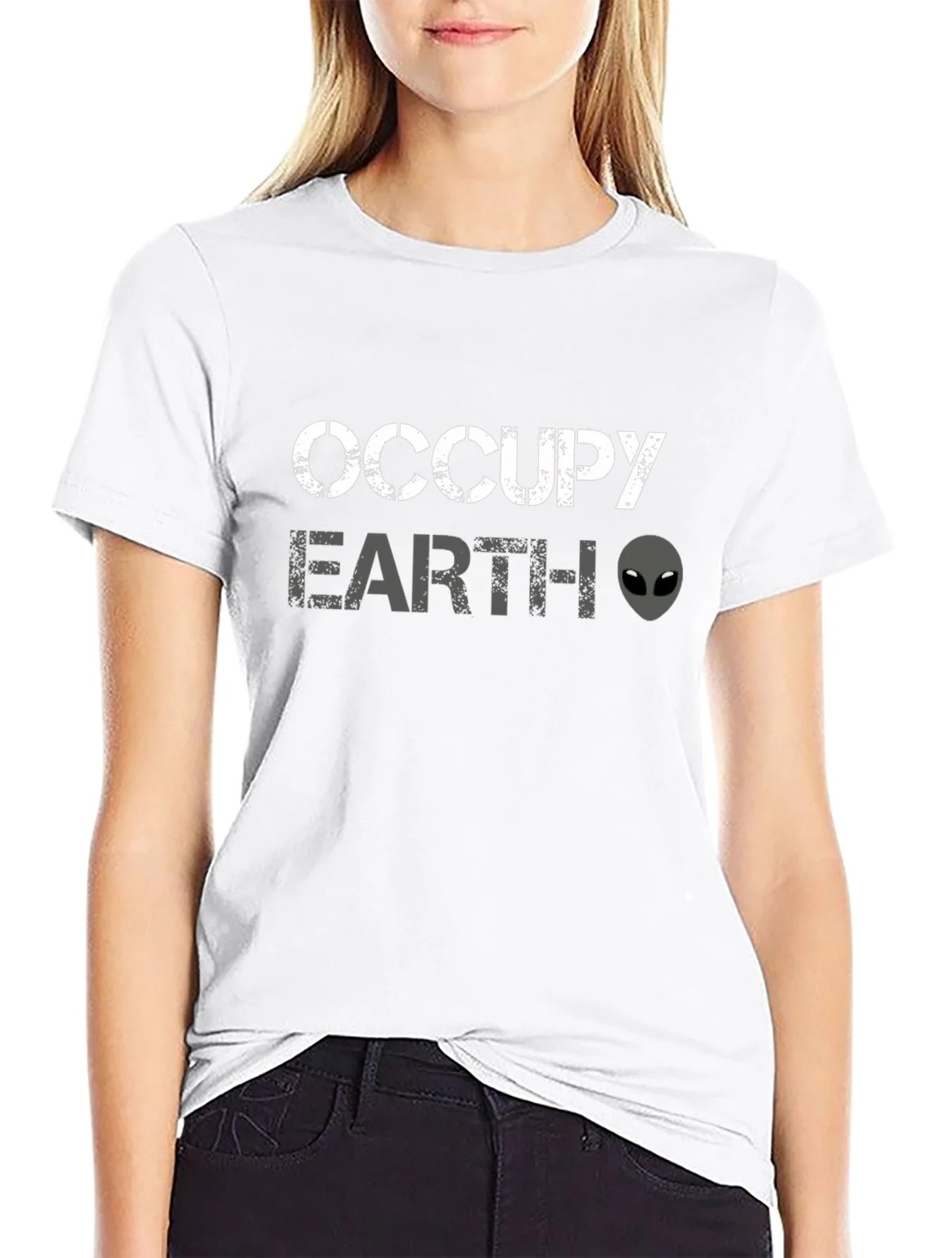 Rebbecca Occupy Earth Alien Graphic Black T-Shirt