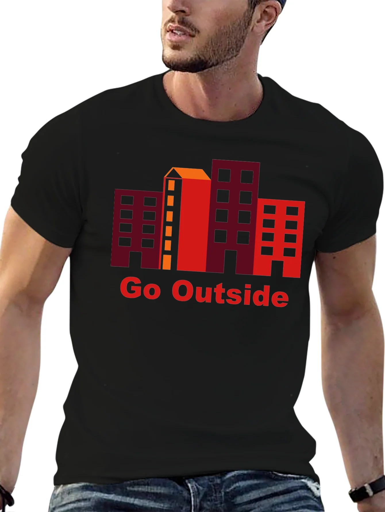 Camiseta Negra Go Outside con Dise?o Urbano
