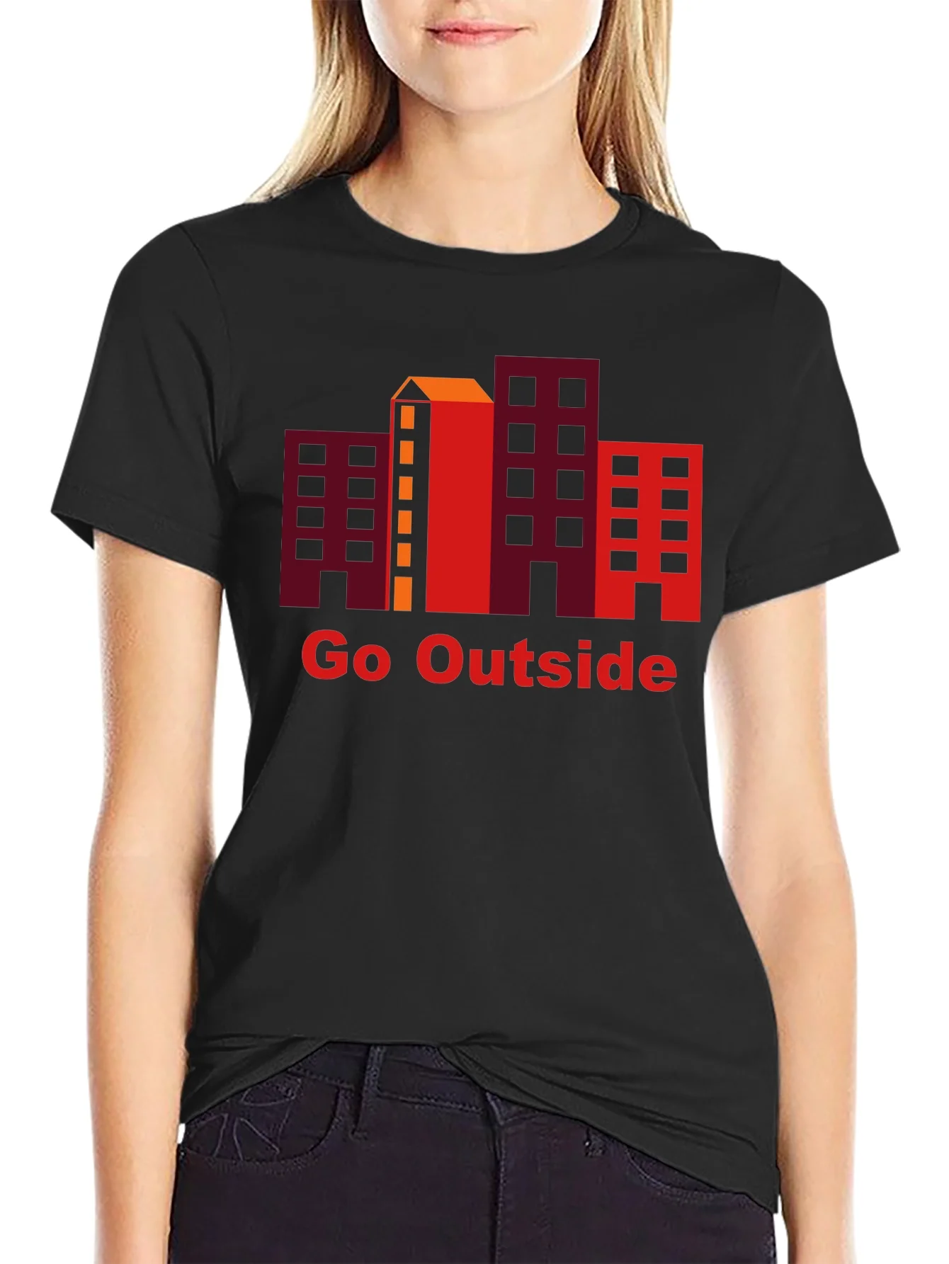 Camiseta Negra Go Outside con Dise?o Urbano