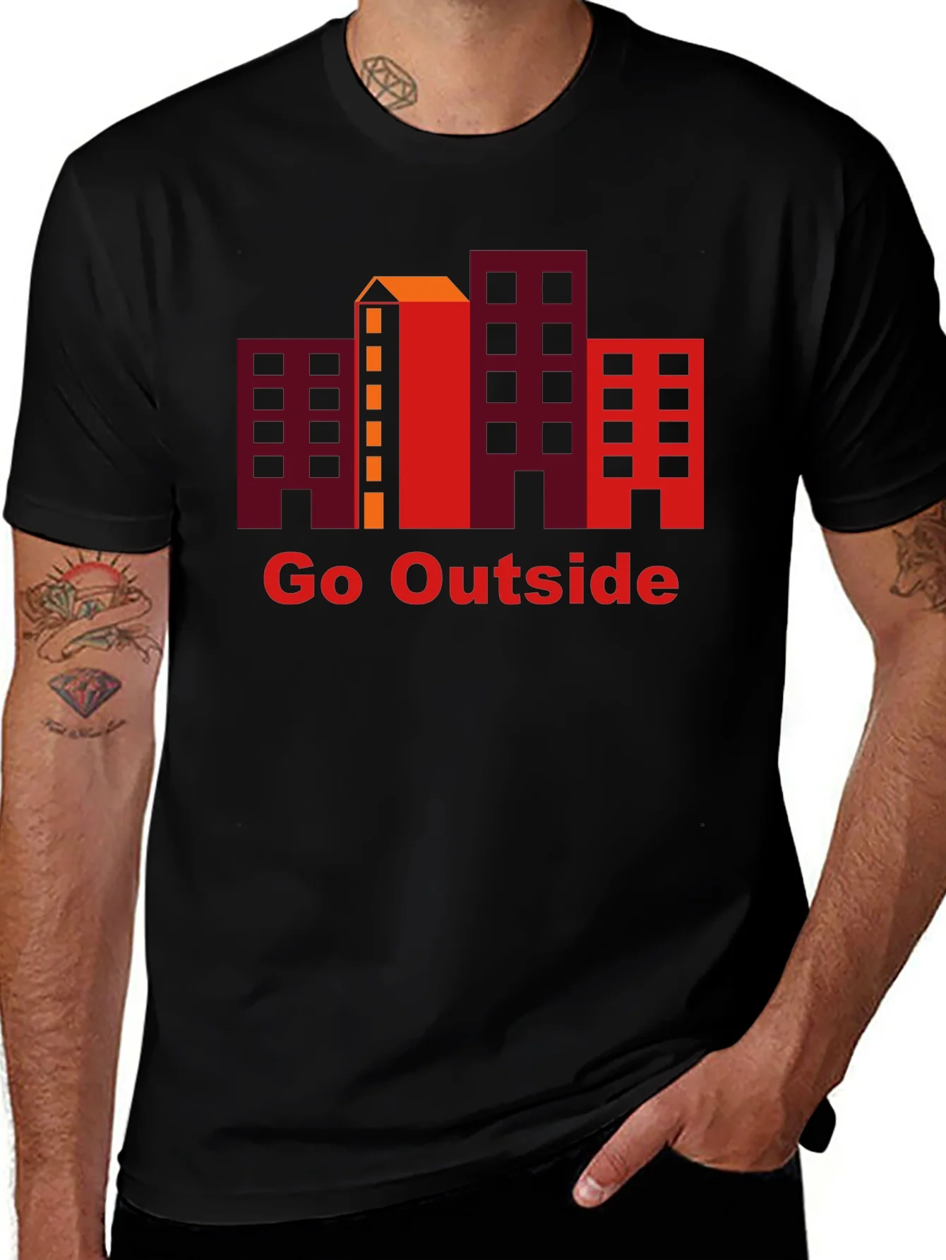 Camiseta Negra Go Outside con Dise?o Urbano