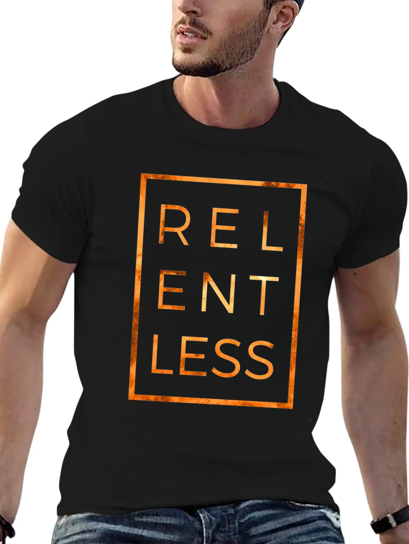 Camiseta Negra Estampada Relentless