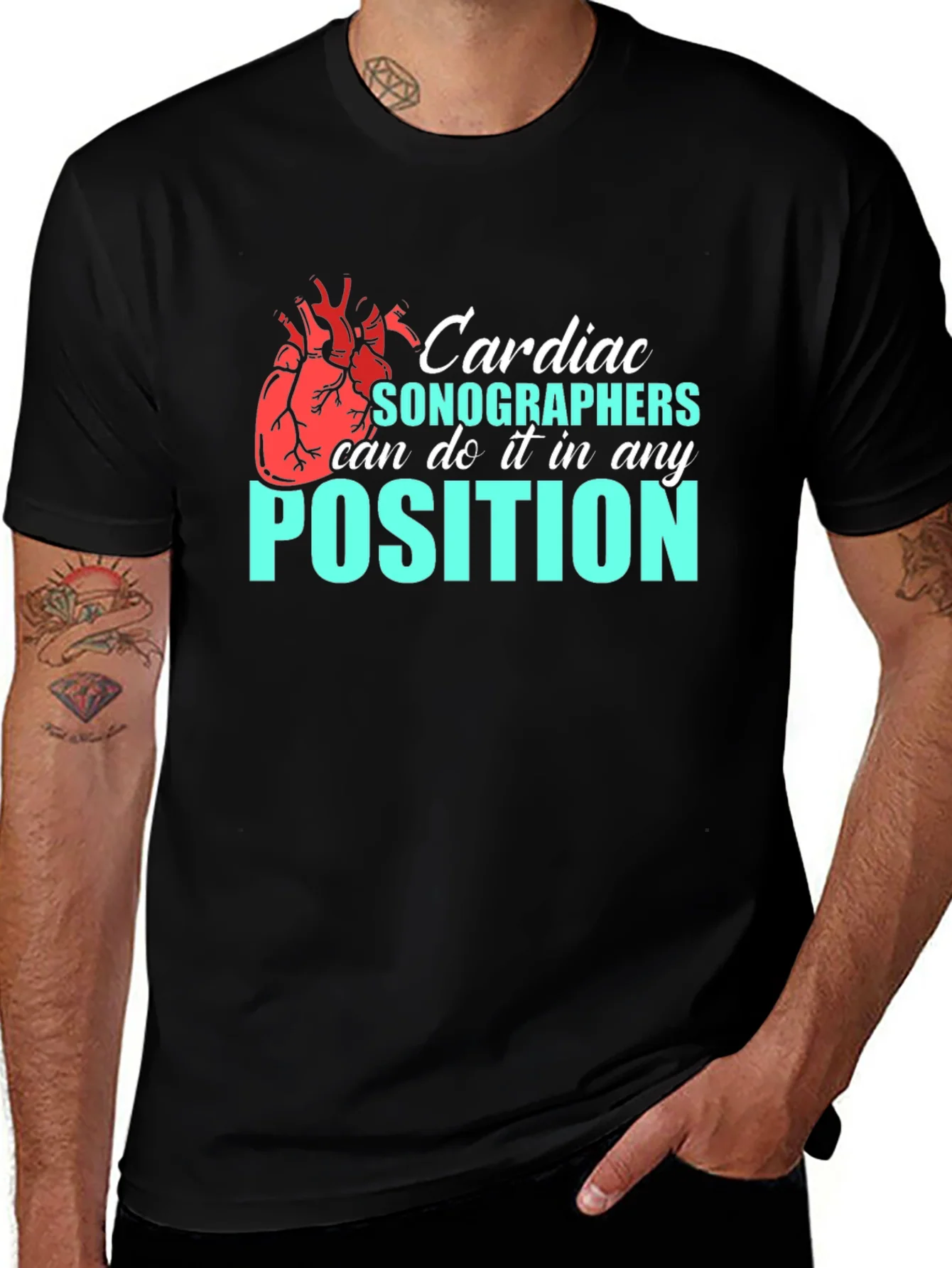 Camiseta Negra Cardiac Sonographers