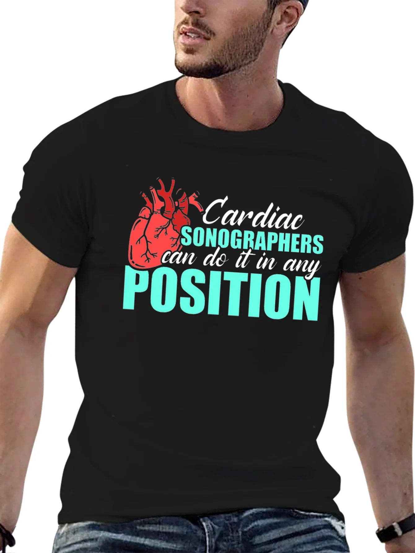 Camiseta Negra Cardiac Sonographers