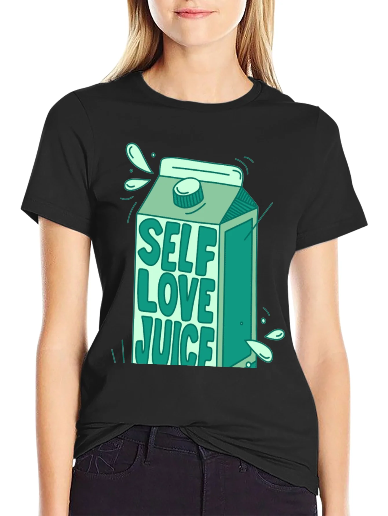 Camiseta Negra con Dise?o de Self Love Juice