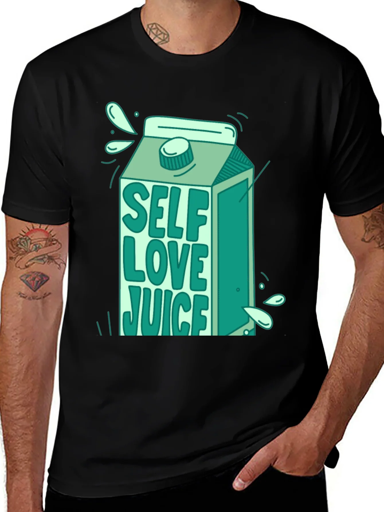 Camiseta Negra con Dise?o de Self Love Juice
