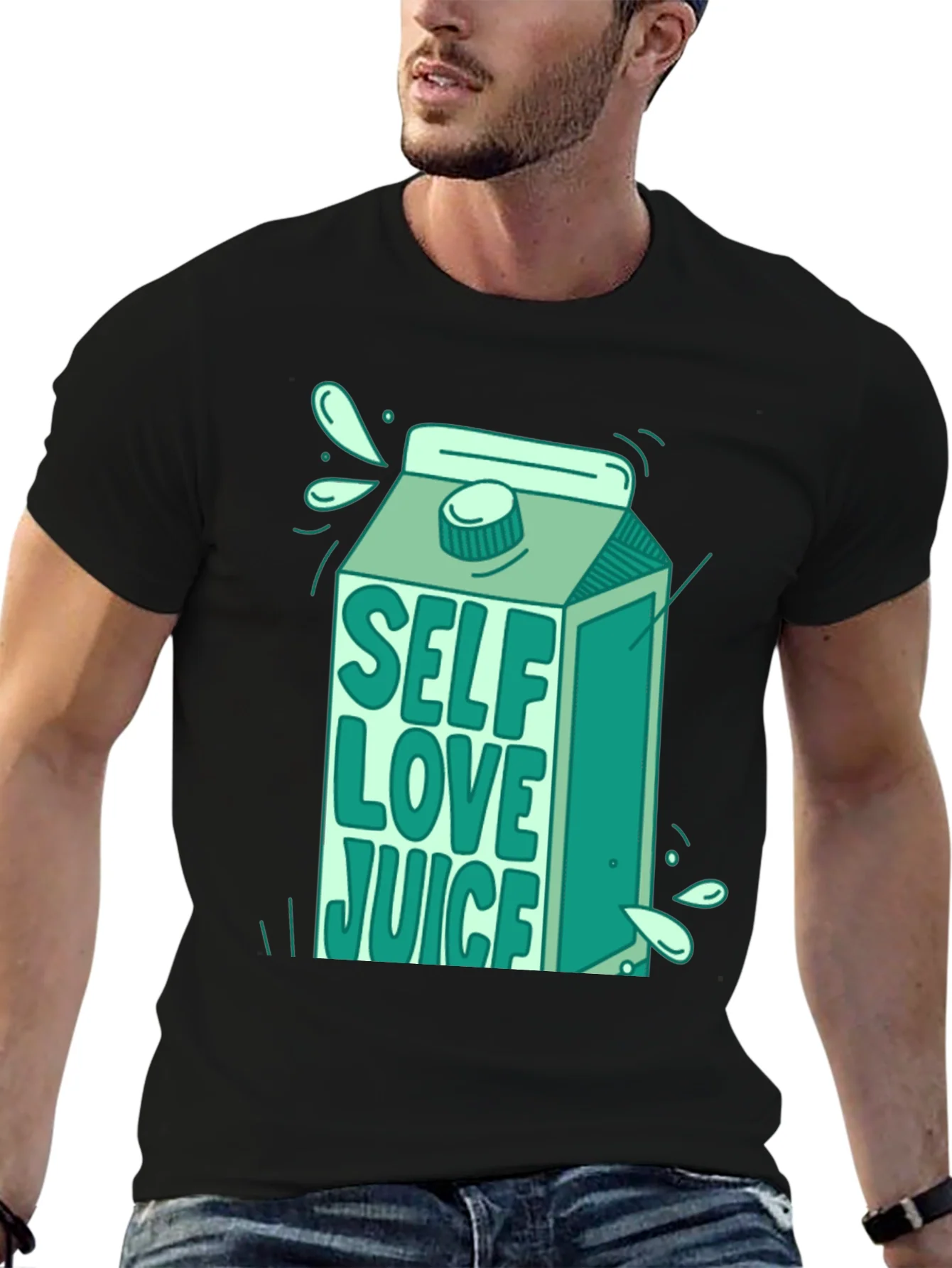 Camiseta Negra con Dise?o de Self Love Juice