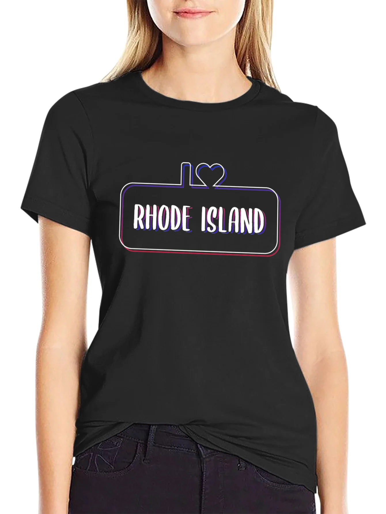 Rebbecca I Love Rhode Island Black T-Shirt