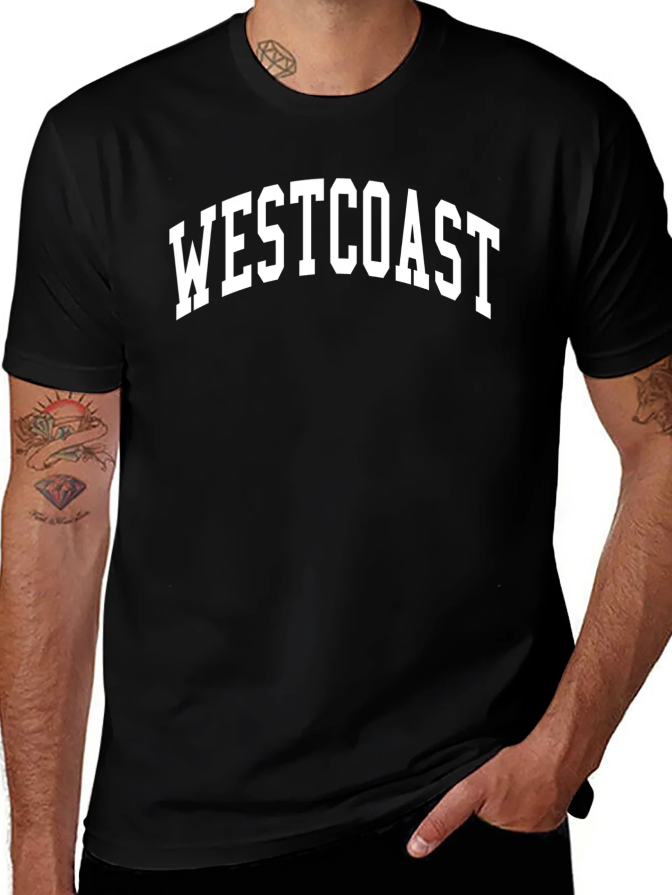 Camiseta Negra Westcoast Estilo Universitario