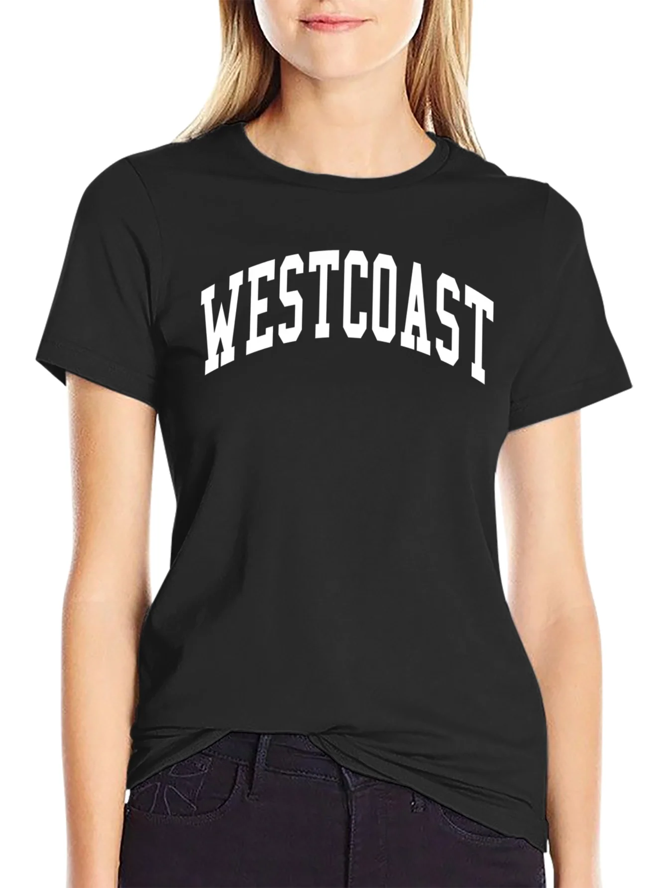 Camiseta Negra Westcoast Estilo Universitario