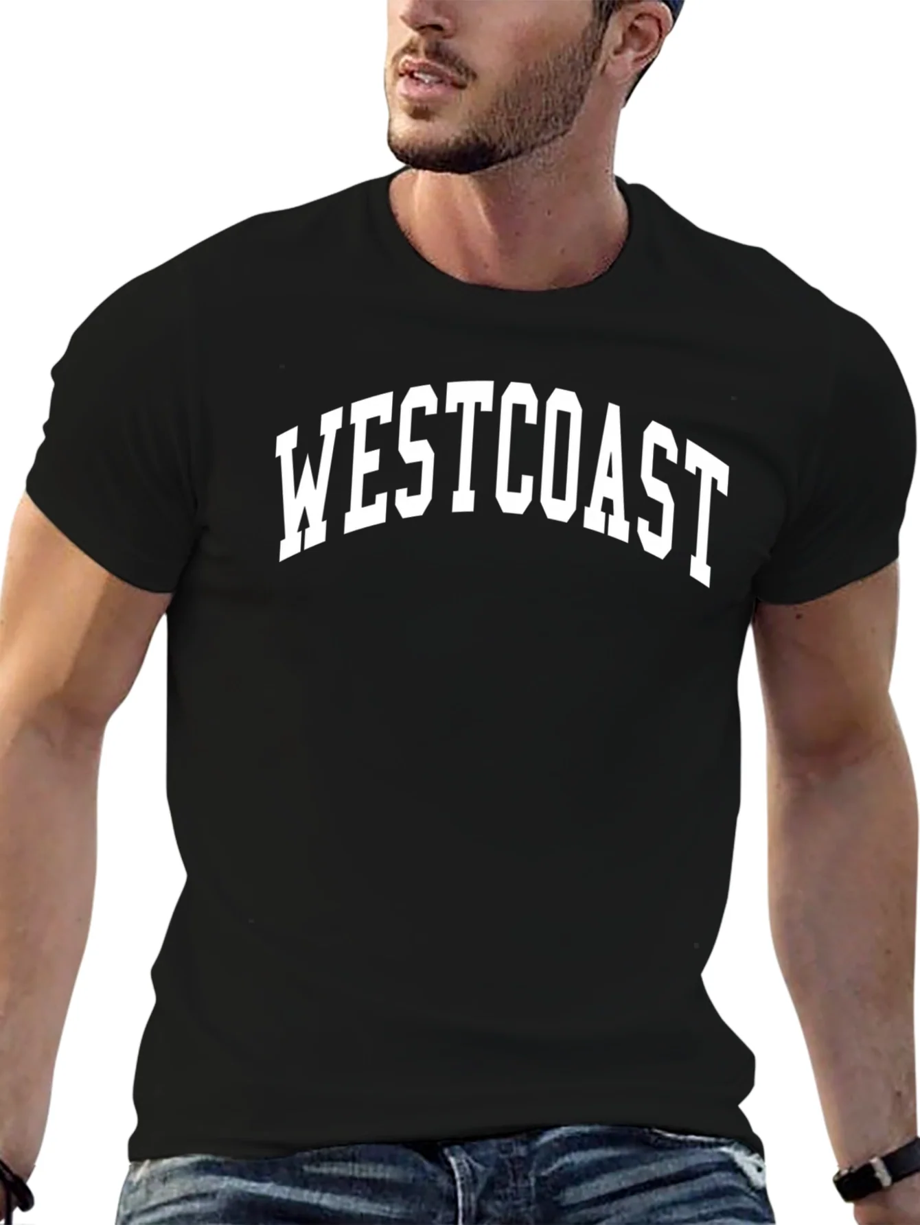 Camiseta Negra Westcoast Estilo Universitario