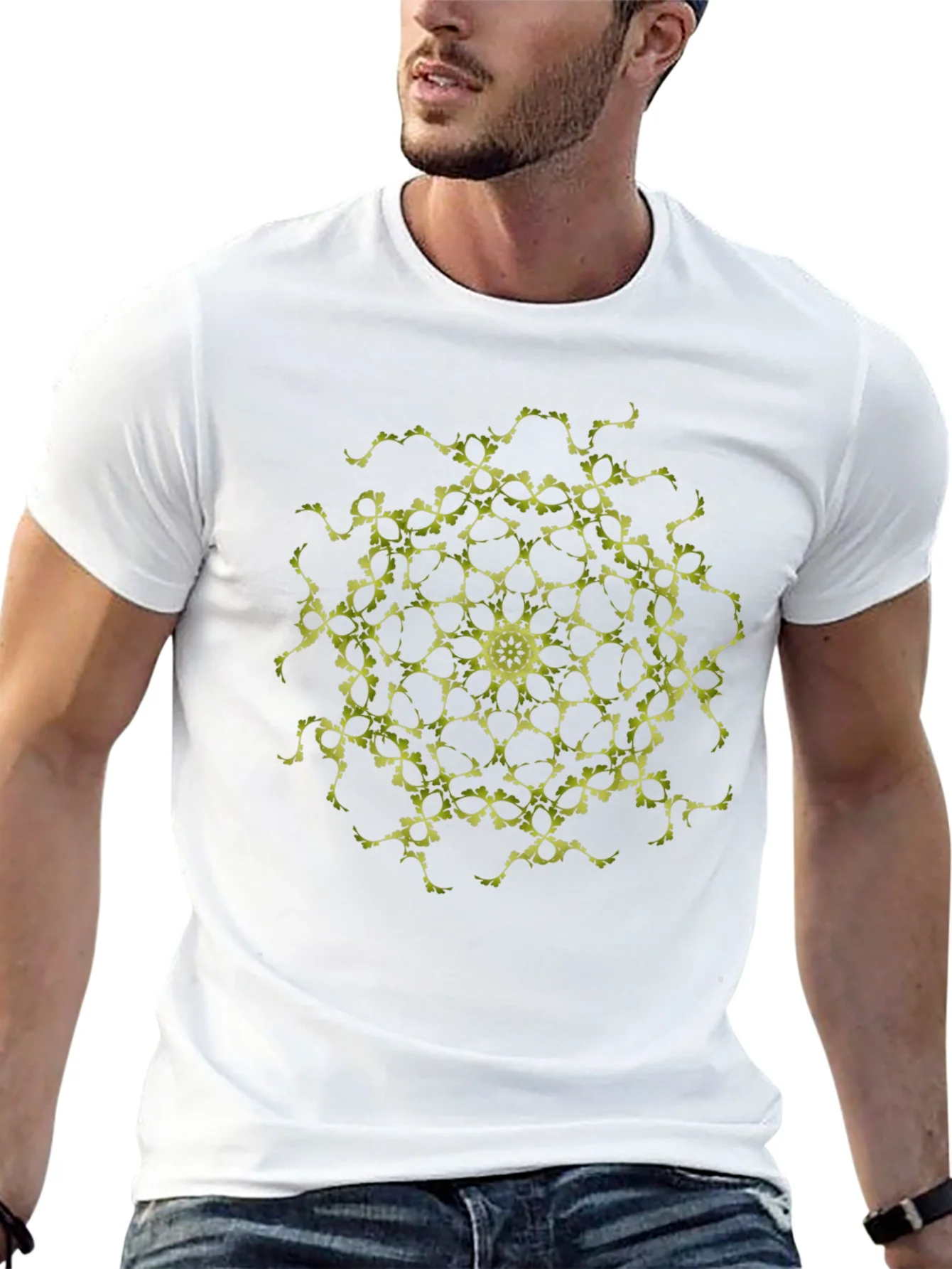 Camiseta Negra con Dise?o Mandala Geom¨¦trico