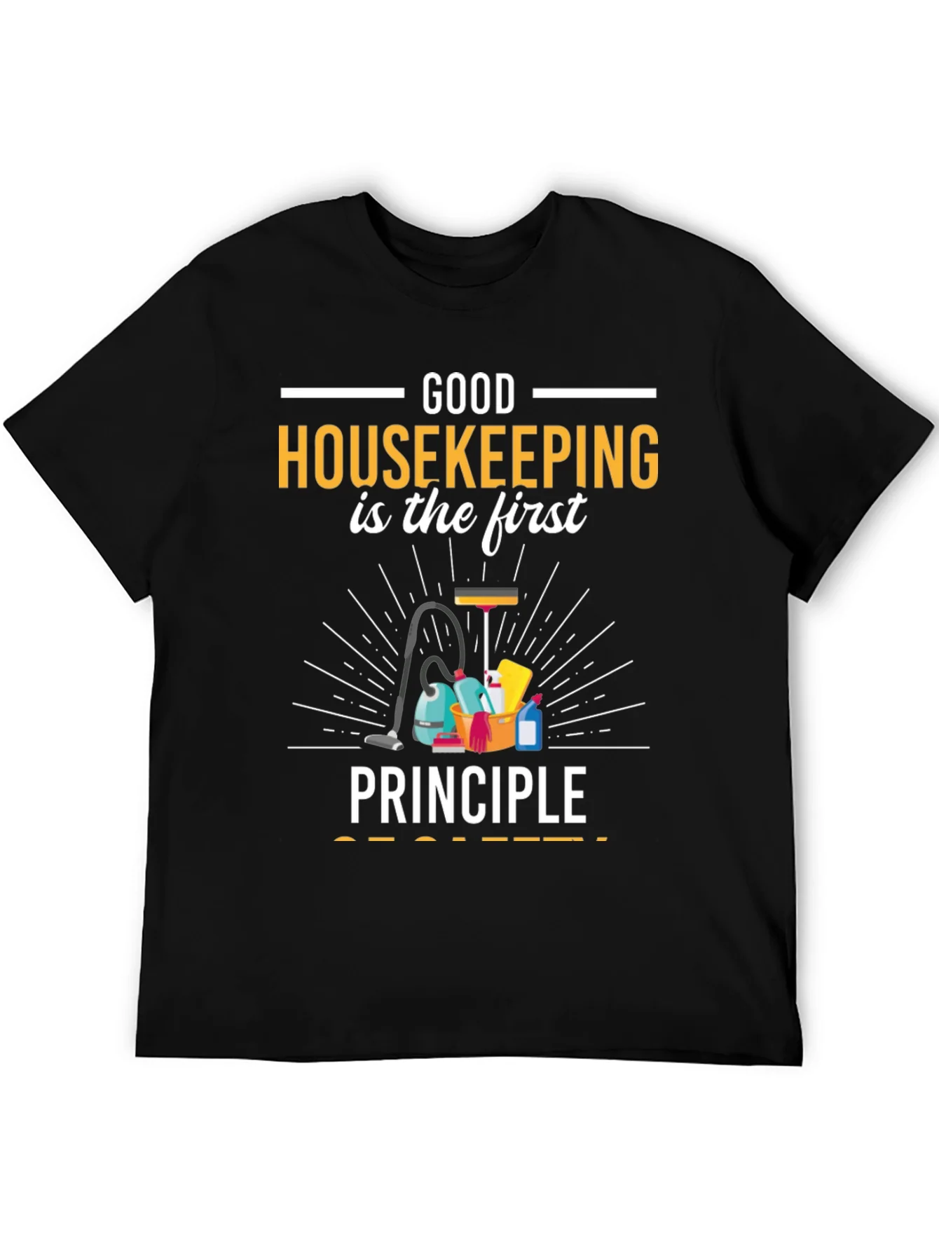 Camiseta Negra con Dise?o de Limpieza Housekeeping