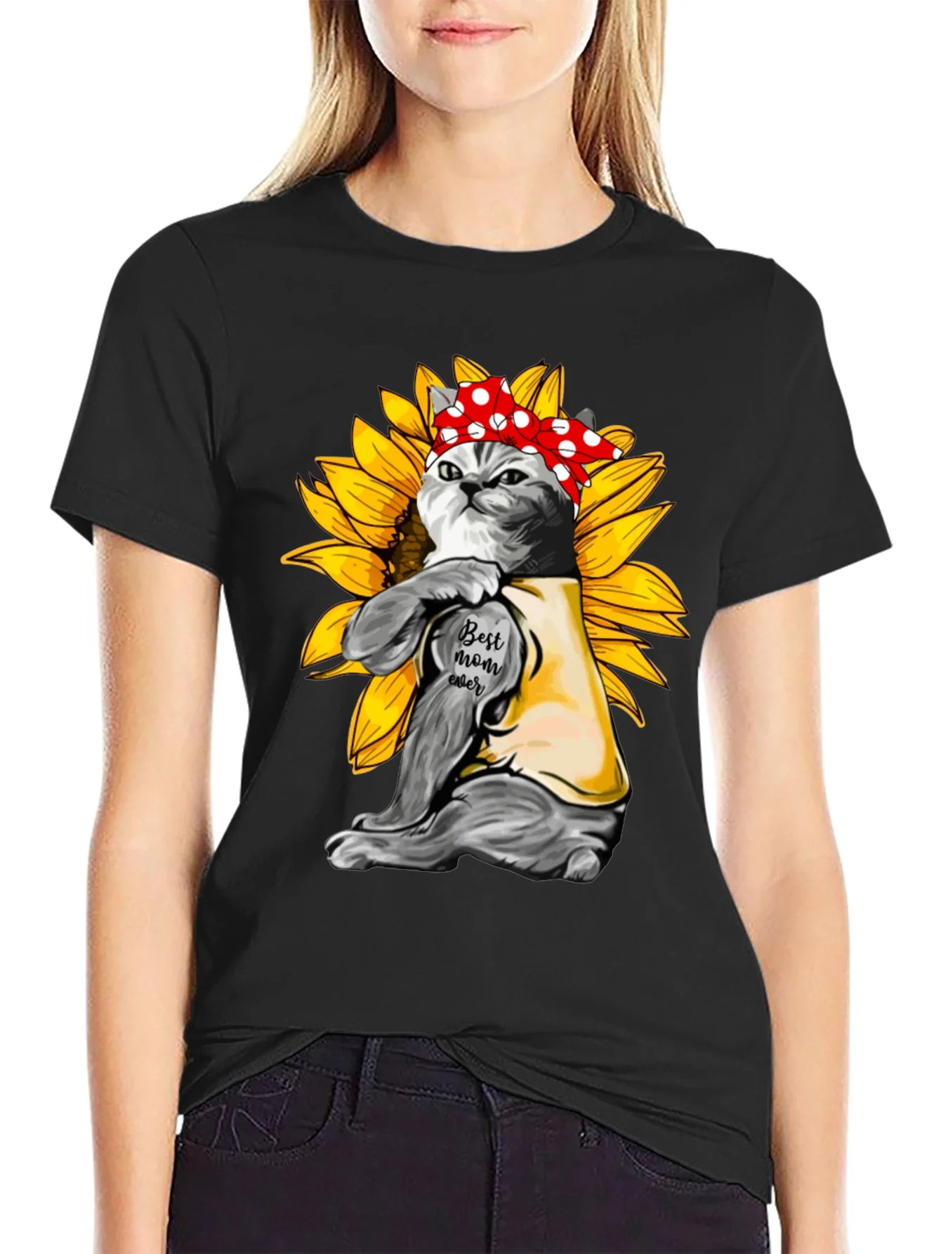 Rebbecca Cat Mom T-Shirt - Sunflower Power