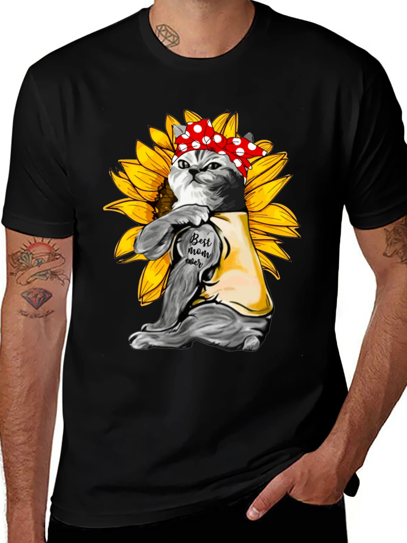 Rebbecca Cat Mom T-Shirt - Sunflower Power