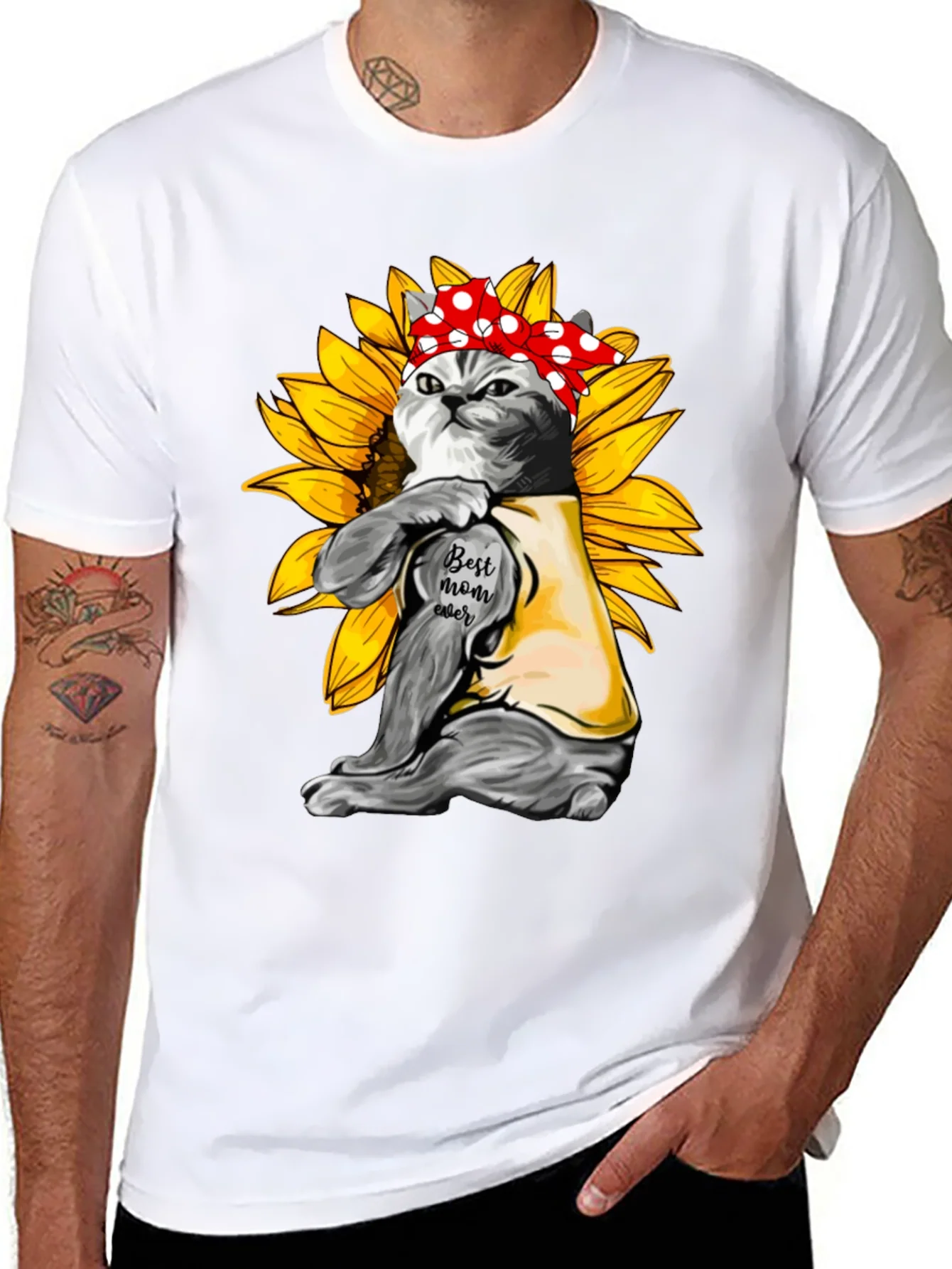Rebbecca Cat Mom T-Shirt - Sunflower Power