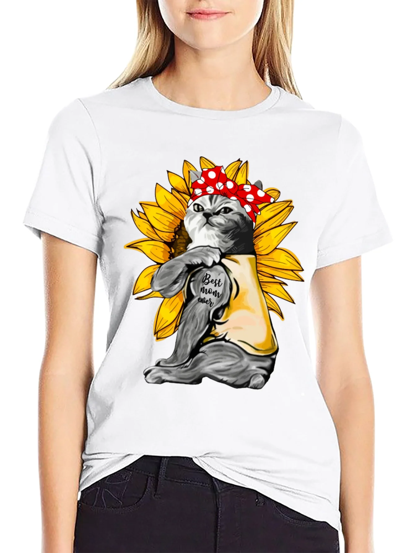 Rebbecca Cat Mom T-Shirt - Sunflower Power
