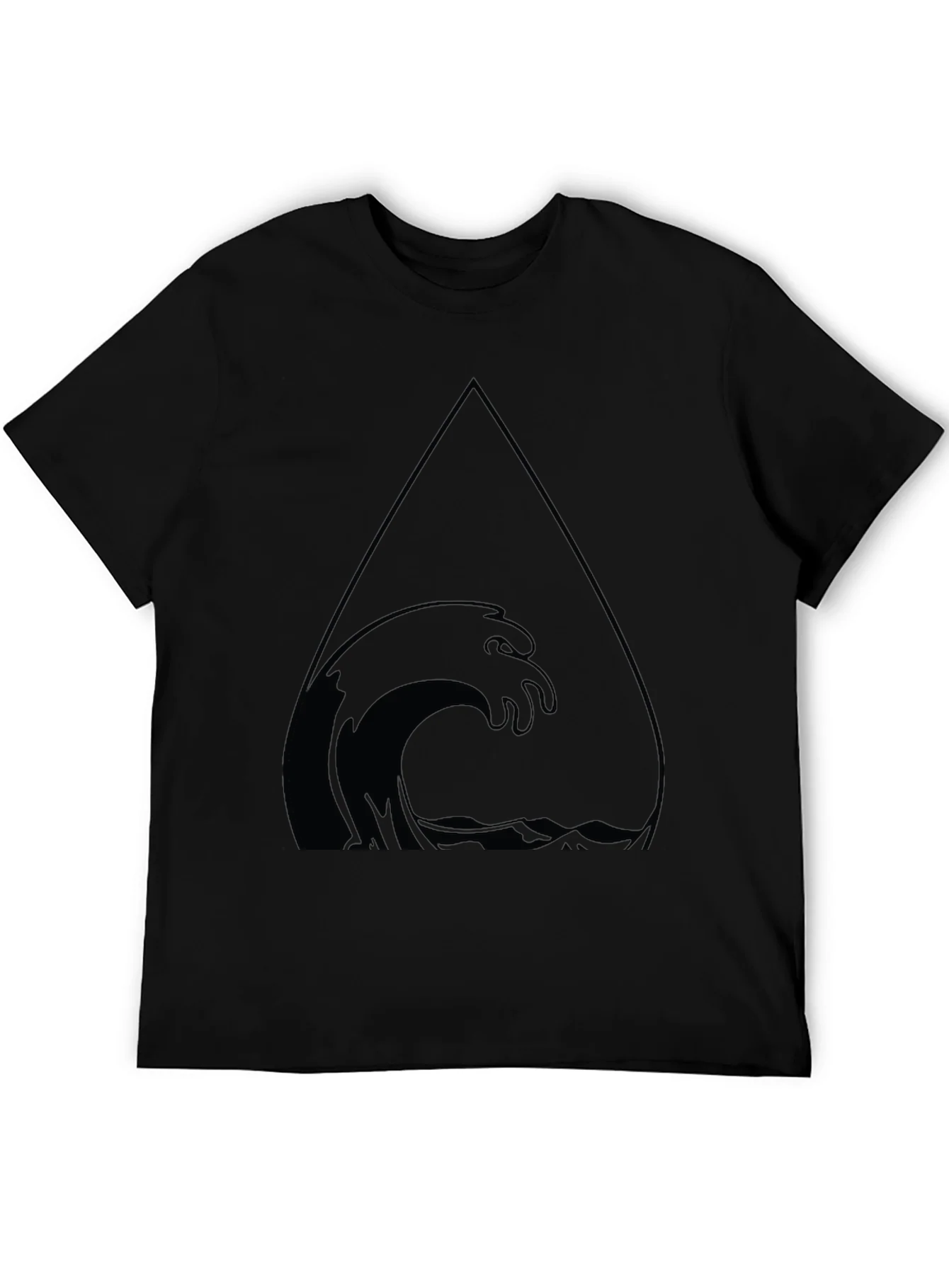 Camiseta Negra con Dise?o de Ola en Tri¨¢ngulo