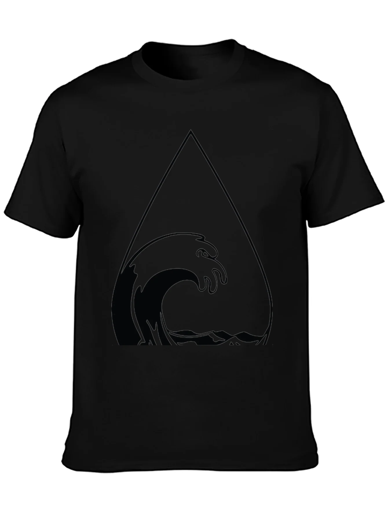 Camiseta Negra con Dise?o de Ola en Tri¨¢ngulo