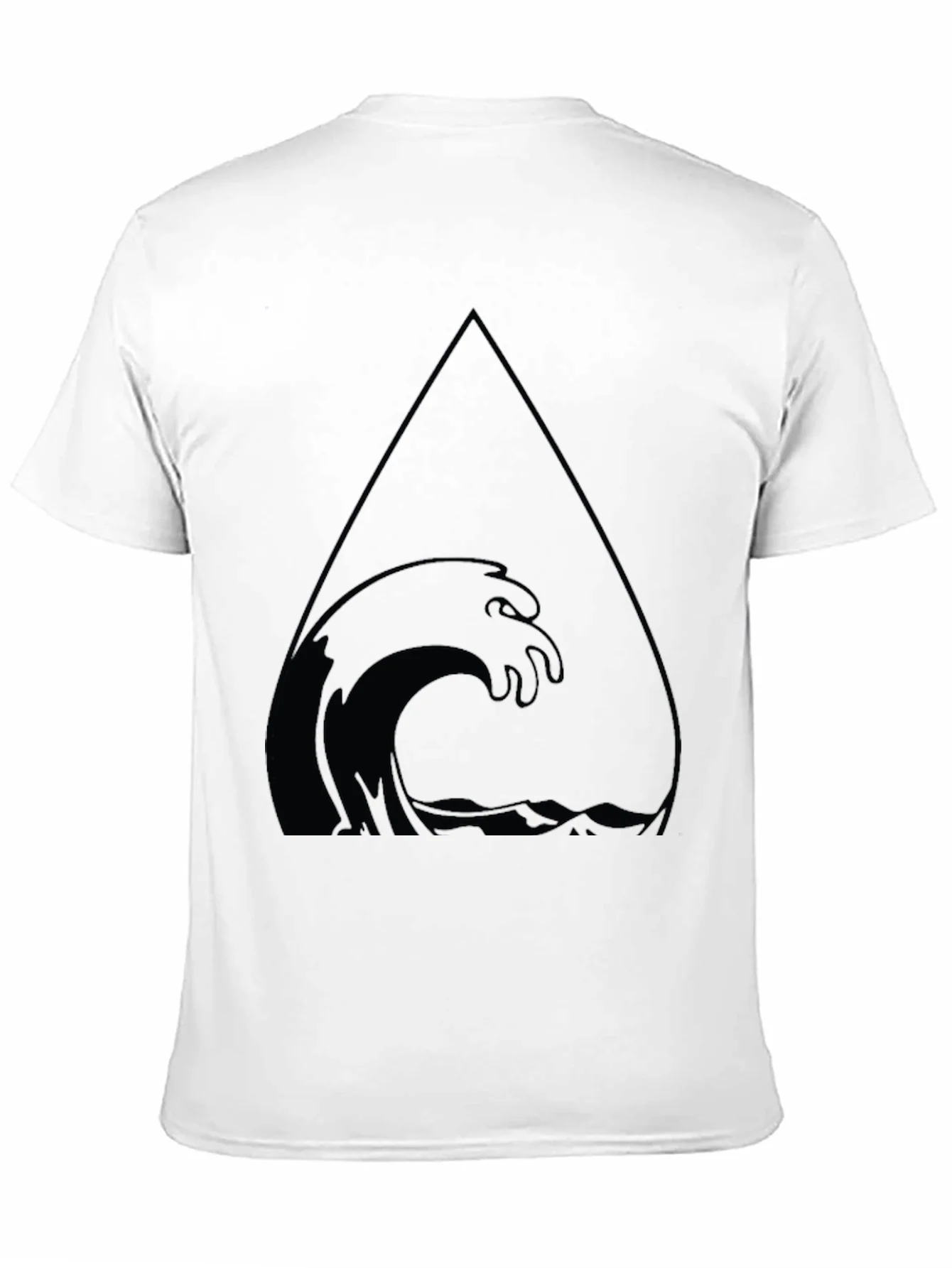 Camiseta Negra con Dise?o de Ola en Tri¨¢ngulo