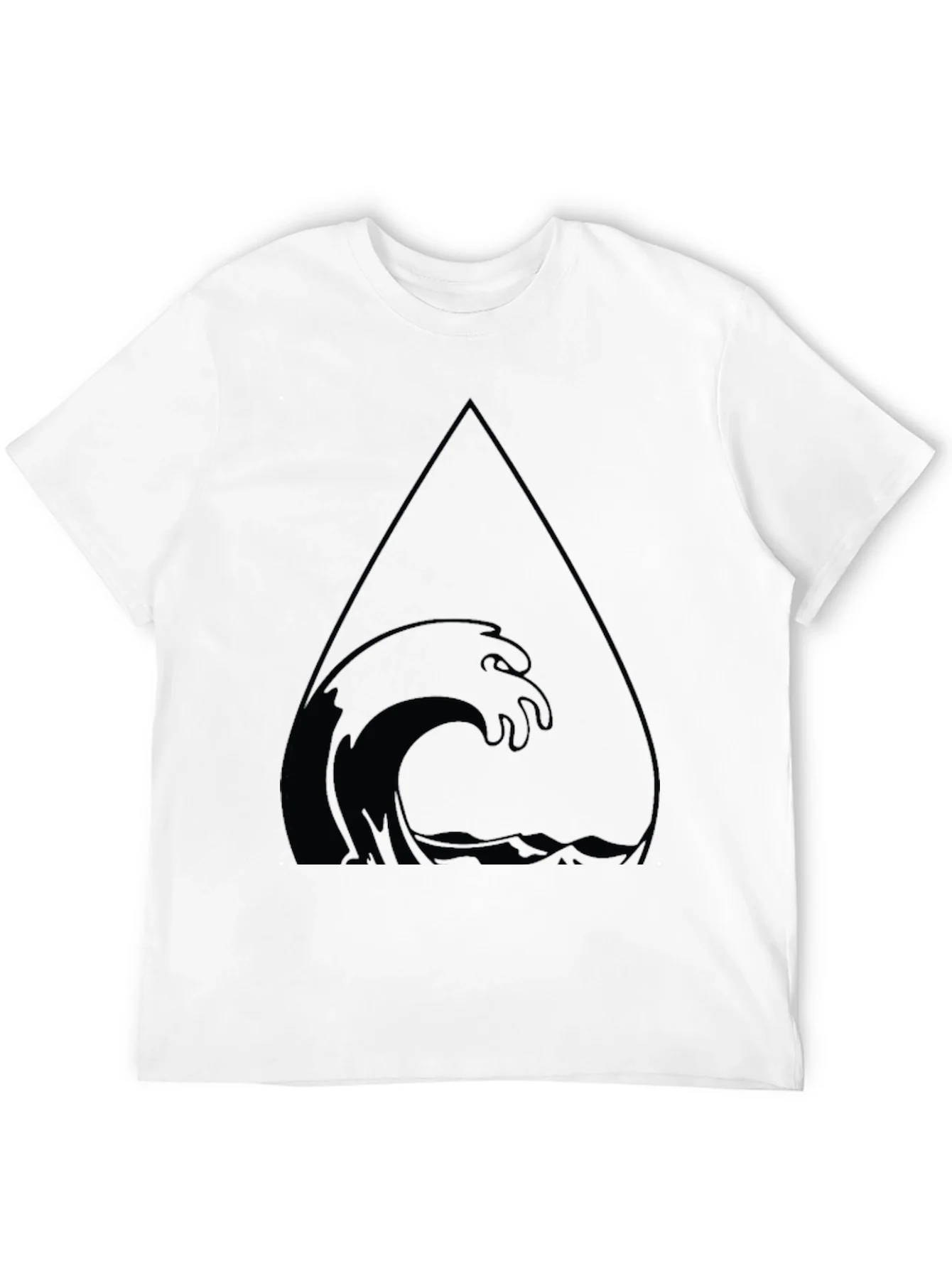 Camiseta Negra con Dise?o de Ola en Tri¨¢ngulo
