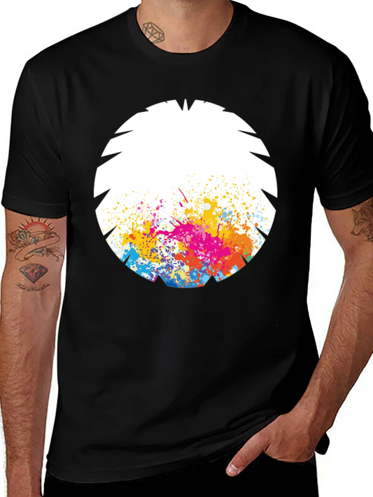 Camiseta Negra con Dise?o Abstracto de Colores