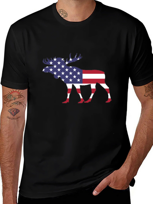 Rebbecca American Flag Moose Graphic T-Shirt