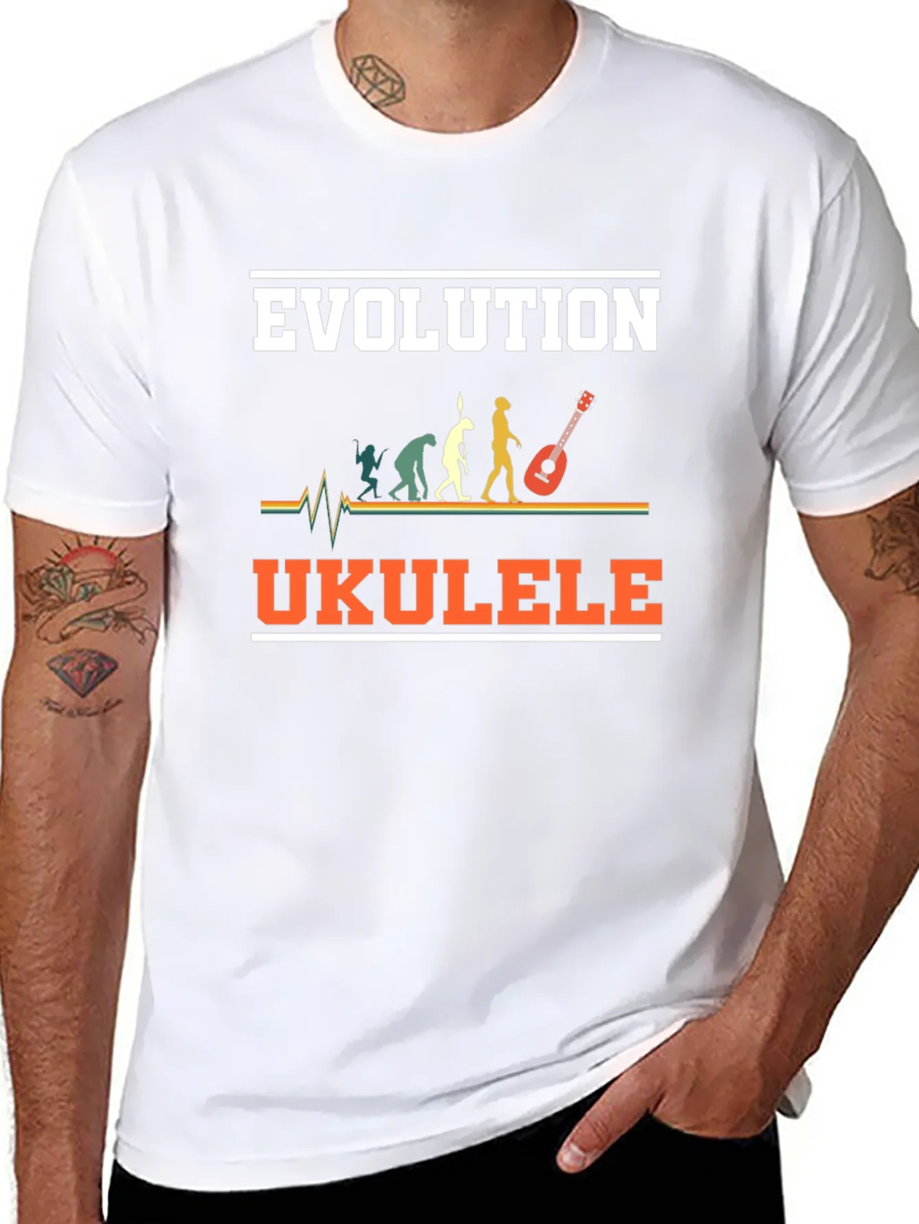 Camiseta Evoluci¨®n Ukelele Hombre Dise?o Divertido