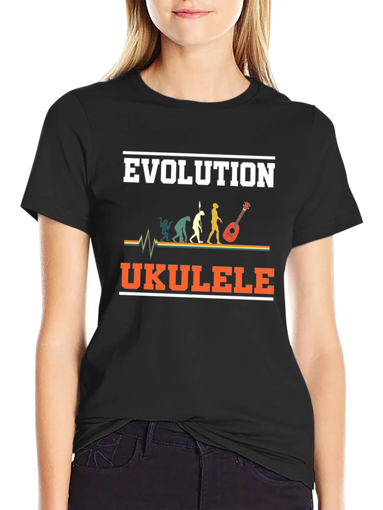Camiseta Evoluci¨®n Ukelele Hombre Dise?o Divertido