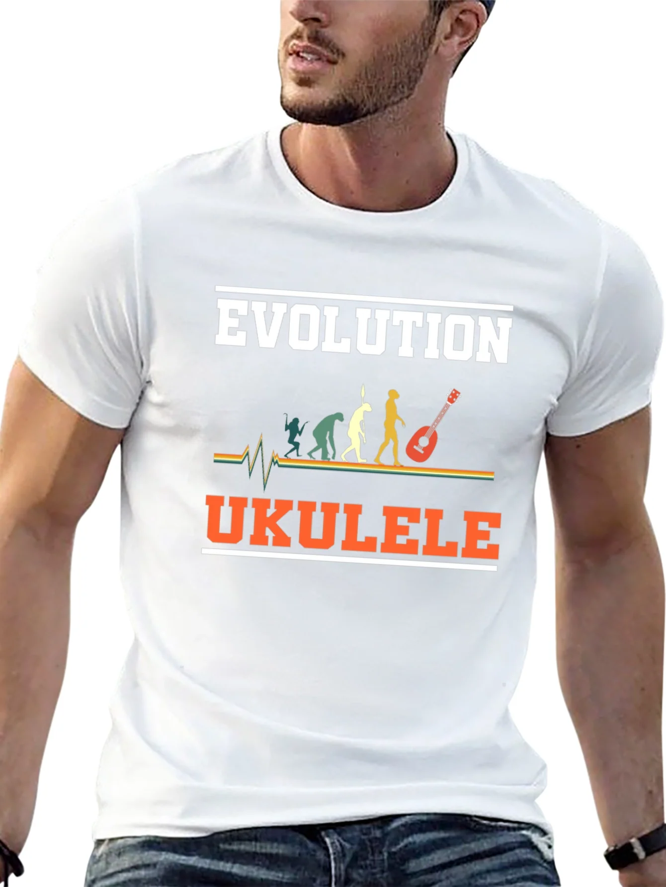 Camiseta Evoluci¨®n Ukelele Hombre Dise?o Divertido