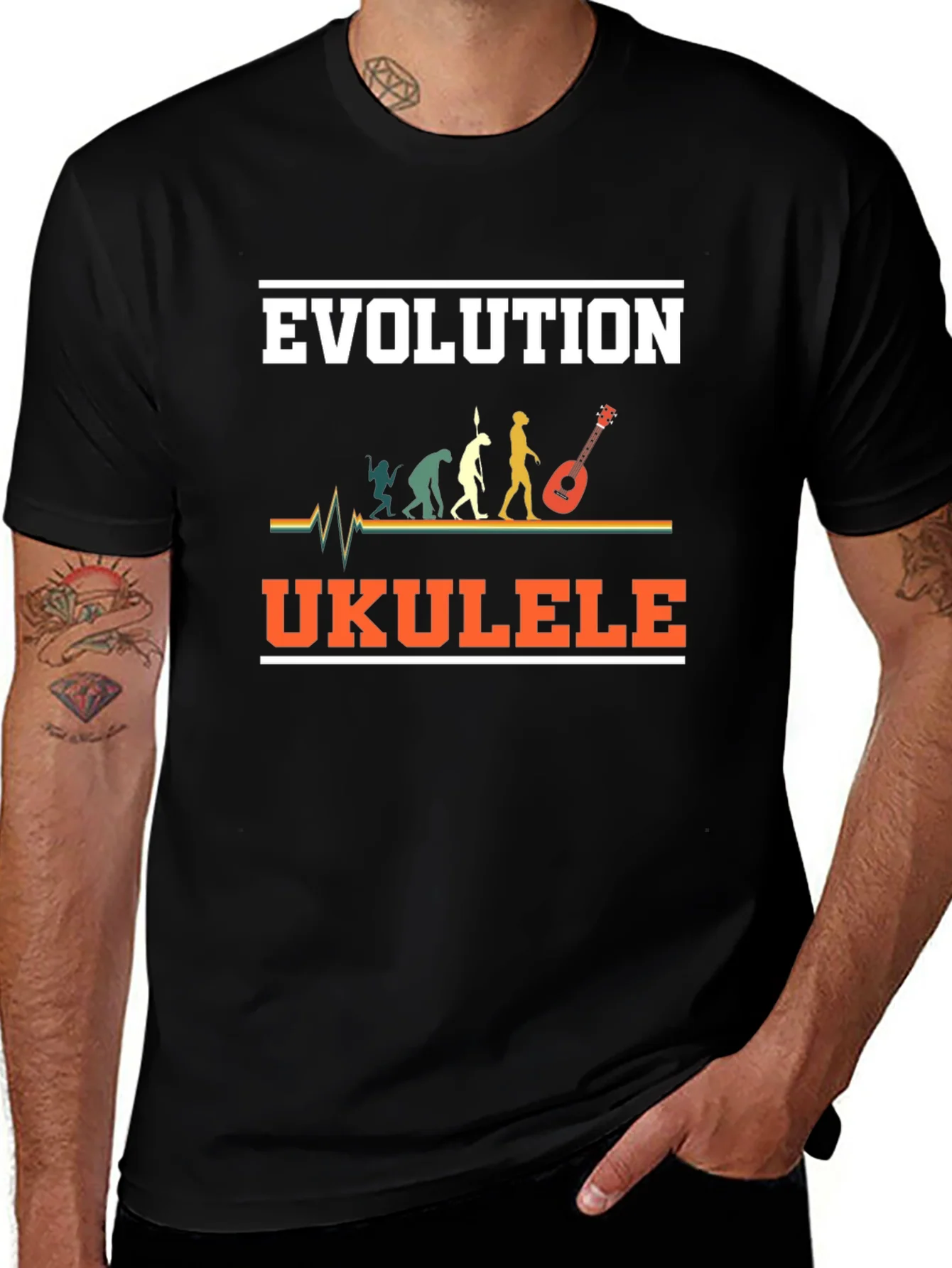 Camiseta Evoluci¨®n Ukelele Hombre Dise?o Divertido