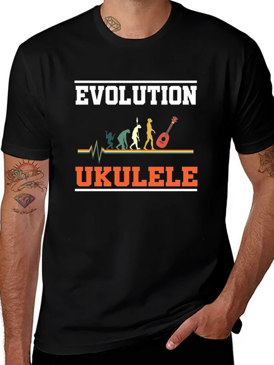 Camiseta Evoluci¨®n Ukelele Hombre Dise?o Divertido