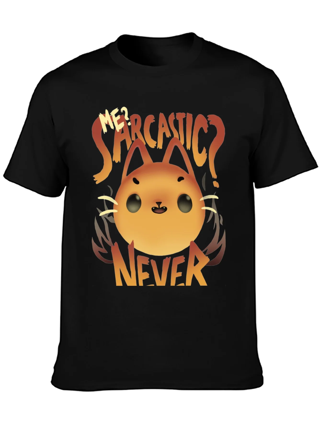 Camiseta Negra con Dise?o de Gato Sarc¨¢stico