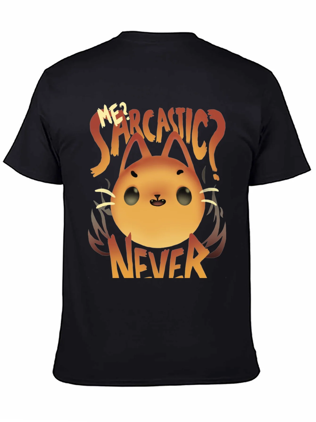 Camiseta Negra con Dise?o de Gato Sarc¨¢stico