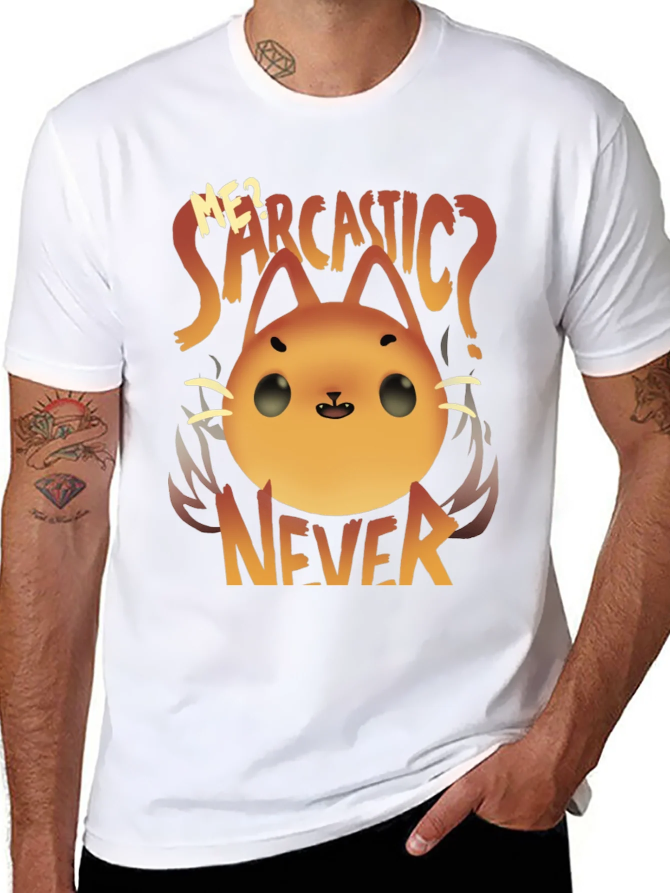 Camiseta Negra con Dise?o de Gato Sarc¨¢stico