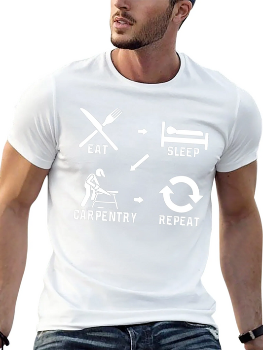 Rebbecca Eat Sleep Carpentry Repeat Black T-Shirt