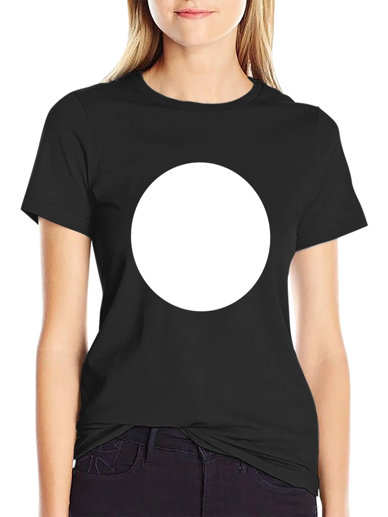 Rebbecca Mens Black Crew Neck T-Shirt with White Circle